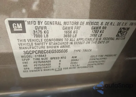 2014 Chevrolet Silverado 1500 1Lt from USA, damaged, VIN 3GCPCREC6EG505606